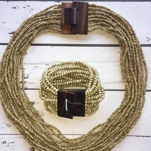 Vintage Beige Necklace & Bracelet Set
